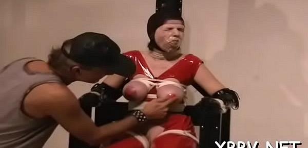  Chick gets love bubbles tied hard in complete bondage show